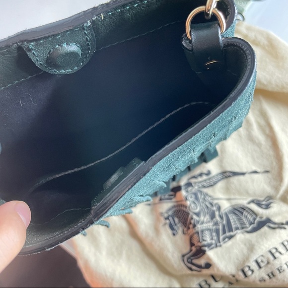 BURBERRY Suede Fringe Mini Bucket Crossbody Bag - Picture 3 of 9